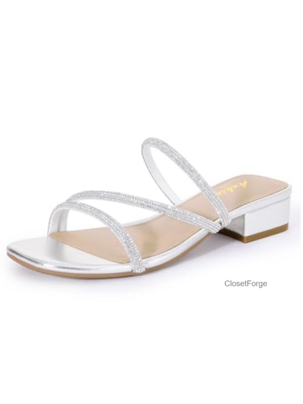 Strappy Low Block Heel Sandals Square Open Toe Slip On Mules Women 1 Inch